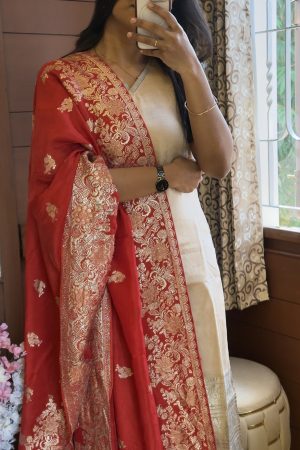 AD025 PONGAL SERIES 2K25 silk mangalagiri kurti with red duppata