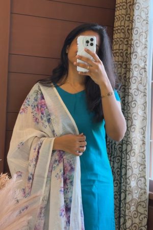 Aara013 Raw Silk Cotton with Printed Duppata