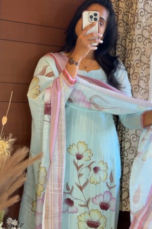Aara003  Soft Linen 3 Piece set