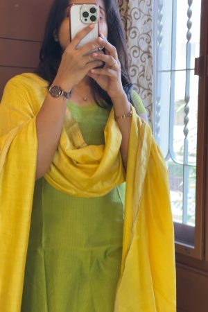 Aara005 Semi Raw silk Kurti 3 piece set