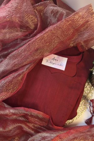 AD005 Raw silk with tissue Duppata-anarkali