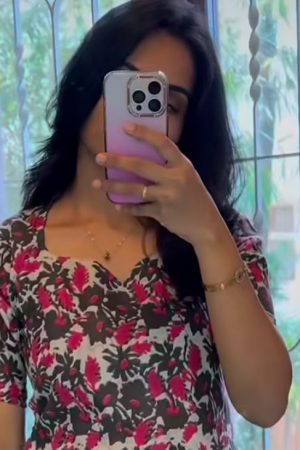 Brown with Red Flower design Kurti