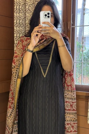 Silk Cotton green with Duppata