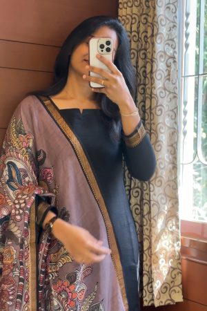AD036 Chennuri silk Nijam border top & Duppata( 2 piece set) nu