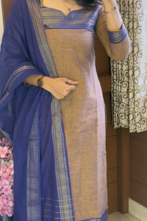 AD029 PONGAL SERIES 2K25 Mangalagiri …mustard kurti with Blue pant and Duppata