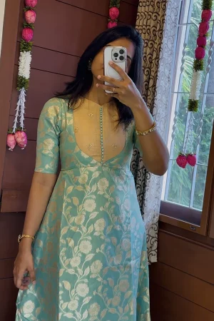 AD014 Blue Banarash Anarkali